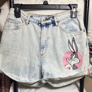 H&M Light Blue Jean Shorts with Bugs Bunny Patch